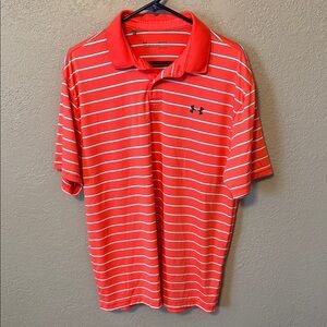 Under Armour Men's Polo Shirt in Orange with White Stripes